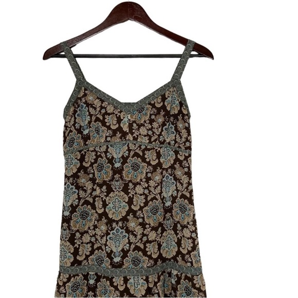Ann Taylor LOFT Boho Floral Maxi Dress 0P | Brown Blue | Tiered Sundress | NWOT - Picture 6 of 12